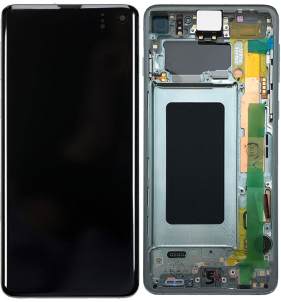 Samsung S10 LCD Replacement w/Frame - Green