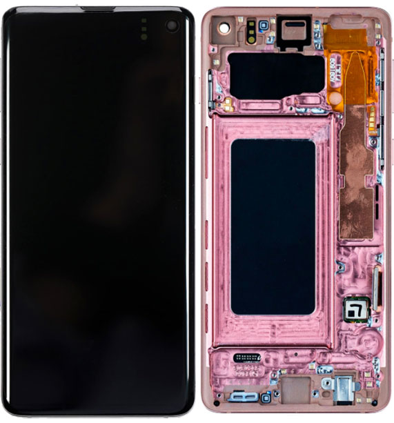 Samsung S10 LCD Replacement w/Frame - Pink